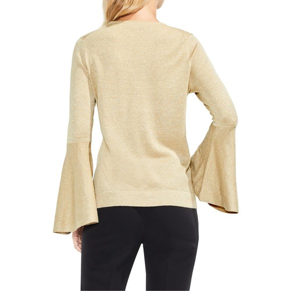 NWT Vince Camuto Gold Bell Sleeve Shimmer Sweater. - Picture 2 of 5